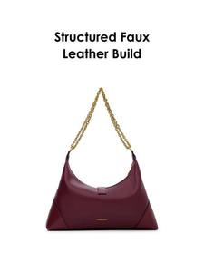 Sac hobo tendance et élégant en cuir marron chocolat, résistant à l'eau, avec une seule bandoulière chaîne, pour femme, idéal pour les soirées. - Product Image 3