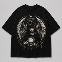 T-shirt graphique surdimensionné personnalisé Emo Gothique Streetwear Grunge Esthétique Witchcore Anime Imprimé Unisexe Coupe Ample