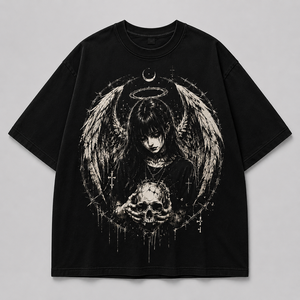 เสื้อยืดโอเวอร์ไซส์ลายกราฟิกสไตล์โกธิค สตรีทแวร์ กรันจ์ เอสเธติก วิชคอร์ อนิเมะ พิมพ์ลาย ยูนิเซ็กส์ ทรงหลวม สไตล์อีโม - Product Image 1