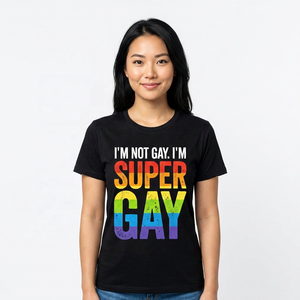 Camiseta I'm Not <span class=keywords><strong>Gay</strong></span> I'm Super <span class=keywords><strong>Gay</strong></span> Rainbow Pride para <span class=keywords><strong>hombre</strong></span>, de manga corta, informal, con cuello redondo, estampada, de algodón, corte regular - Product Image 4