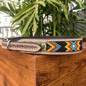 Vente en gros 2024 collier de chien perlé en cuir usiné à la main robuste formation réglable en cuir véritable colliers de chien de haute qualité - Product Image 3