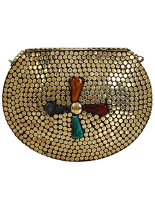 2026 Sculptural Metal Mosaic Beading <b>Clutch</b> Luxury Elongated Evening Beach Bag Chain Strap Handmade Eco-friendly Durable Premium - Product Image 2