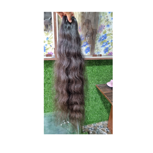 Extensions de cheveux humains ondulés brun foncé, texture lisse, longs mèches ondulées lâches, qualité single drawn, pour tissage et coiffage en salon - Product Image 6