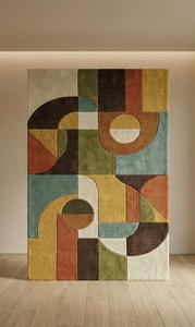 Luxury Modern <b>Abstract</b> Geometric Hand Tufted Wool Anti-Slip Area Rug Soft Plush Living Room Bedroom Floor Decor - Product Image 5