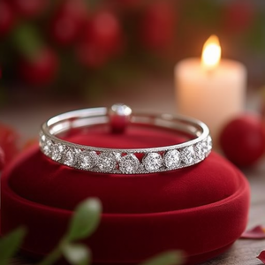 American Diamond 10K <b>Solid</b> <b>Gold</b> <b>Bangles</b> 2*6 for Wedding Engagement Gift - Product Image 3