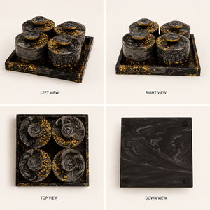 Ensemble de pots à fruits secs en résine de luxe, design floral, écologique, étanche, passe au lave-vaisselle, empilable, fait main, pour la maison - Product Image 6