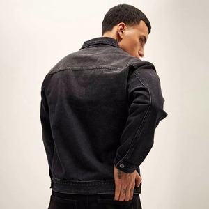 Men's Dark <b>Denim</b> Jacket Turn-down Collar Casual Single Breasted Button Closure Washed Cotton <b>Material</b> Regular Fit - Product Image 2