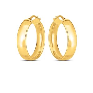 Orecchini a Cerchio in Oro Giallo 14k, Eleganti 6x25mm - Product Image 2