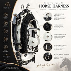 Ensemble de harnais de conduite équestre professionnel ROYAL INTRNATIONAL |   Harnais de charrette réglable en cuir PU avec accessoires métalliques - Product Image 3