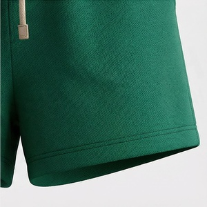 Conjunto Casual de 2 Piezas para Mujer, con Capucha, Manga Corta, Color Verde Sólido, Tejido de Punto, Shorts por Encima de la Rodilla y Top, para Primavera/Verano - Product Image 6