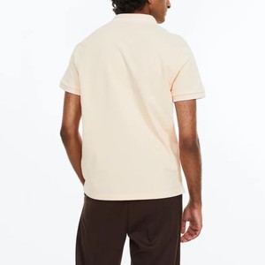 Chemise pour homme à manches courtes, couleur unie, en nylon piqué, coupe classique, style décontracté, poche avant, beige, boutons, tricotée - Product Image 2