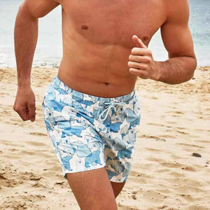Shorts de bain pour hommes style safari, séchage rapide, pour l'été, avec logo personnalisé, doublure de compression OEM, 100 % polyester, vente en gros - Product Image 2