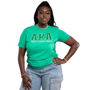 Camiseta Vintage AKA para Mujer con Letras Griegas, Logotipo Clásico, Algodón Premium, Estilo Casual para Uso Diario - Product Image 1