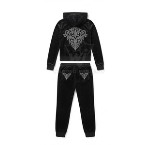 Conjunto de Sudadera con Capucha y Pantalones Deportivos de Dos Piezas con Detalles de Pedrería, Conjunto Deportivo con Capucha a la Moda para Mujer - Product Image 4