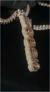 Colgantes de Hip Hop Iced Out Más Populares, Colgante Vertical con Nombre, Plata 925, Diamante Moissanita D VVS, Colgante de Letra con Moissanita - Product Image 4