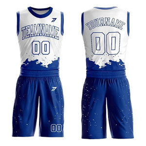 Uniforme de basket-ball blanc et bleu en gros pour adultes et jeunes, 160 GSM, séchage rapide, respirant, léger, polyester, toutes tailles, logo personnalisé, OEM - Product Image 1