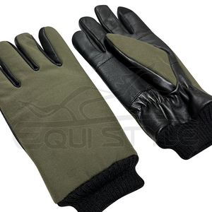 Guantes de Cuero Verde Oliva con Palma Negra, Forro Suave, Puño Acanalado, Largura hasta la Muñeca, para Uso en Exteriores en Invierno, Estilo Sencillo, Guantes de Seguridad para Caza - Product Image 2