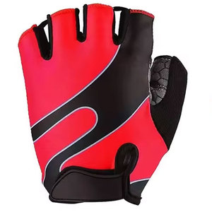 Half Finger Cycling Gloves Red Black PU Material Non Slip Hook Loop Closure Unisex Racing Gloves Universal Season - Product Image 1