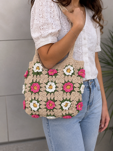 Nouveau sac d'été en paille pour la plage Fourre-tout en crochet bohème fait à la main style vintage Sac carré à bandoulière pour femmes Style herbe de mer - Product Image 1