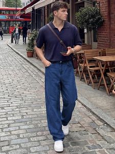 Men's Straight Leg Denim Jeans Mid Waist Loose Fit Regular Wash Cotton Casual Style Autumn Wear - Product Image 5