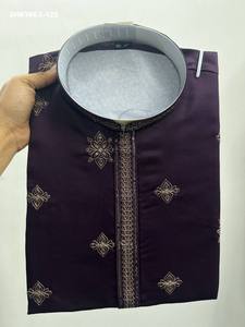 Excellent Quality Royal Silk with Sequence Embroidery Butti All-Over & Full-Sleeve <b>Kurta</b>-R Cotton Payjama Set Worldwide Supplier - Product Image 2