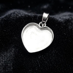 925 Sterling Silver Heart Blank Pendant Setting 10mm DIY Breastmilk Keepsake Resin Ashes <b>Memorial</b> Wholesale Jewelry Pendant - Product Image 2