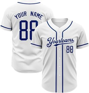 Maillot de baseball unisexe de haute qualité, chemises boutonnées, vêtements de sport d'équipe, logo personnalisé, 100% polyester, séchage rapide, respirant, col en V - Product Image 2