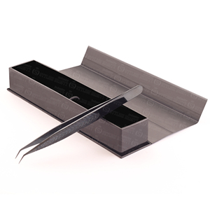 Pince à épiler pour extensions de cils en acier inoxydable de haute qualité, couleur plasma, emballage boîte 1 pièce, fabrication artisanale, logo personnalisé - Product Image 2