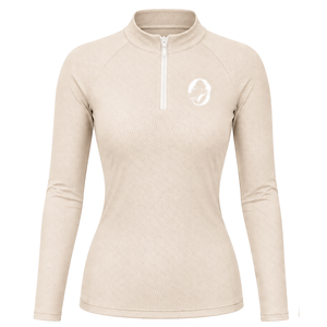 Chemise de base neutre pour l'équitation pour femme, à manches longues, pour l'entraînement équestre, avec quart de zip, extensible, respirante et performante - Product Image 1