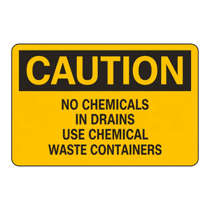 Panneau de signalisation de sécurité pour vidange chimique Brady en PVC pour laboratoires et installations industrielles - Product Image 3