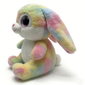 Peluche lapin arc-en-ciel personnalisée, jouet lapin tie-dye, lapin aux oreilles tombantes, peluche lapin aux grands yeux scintillants, lapin dégradé pastel - Product Image 2