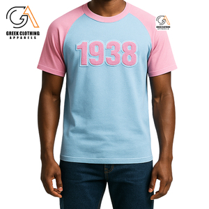 Camiseta con cuello en contraste de color blanco y rosa para mujer, estilo callejero, 100% algodón, JAJOA Sorority Te - Product Image 3