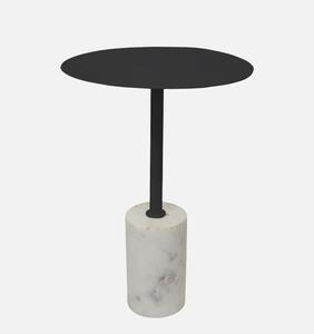 Minimalist <b>Round</b> Marble <b>Side</b> <b>Table</b> With <b>Black</b> Metal Top Indoor Living Room Furniture Decor - Product Image 3