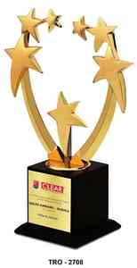 Trophée de reconnaissance des ventes à base solide, design arc multi-étoiles, finition dorée, pour récompense d'entreprise - Product Image 2