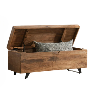 Boîte de rangement en bois de manguier massif, finition naturelle brute, surface lisse, forme carrée, multi-usages, table basse pour salon - Product Image 4