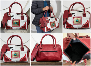 Bolso de Lujo de Piel de Vacuno con Pelo, Estilo Western, Mediano, Diseño Exclusivo, Hecho a Mano, para Mujer, Elegante Bolso de Hombro/Duffel - Product Image 3