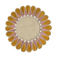 Set de table rond en raphia naturel tressé fait main, bord festonné, écologique, style bohème, pour mariage et fête
