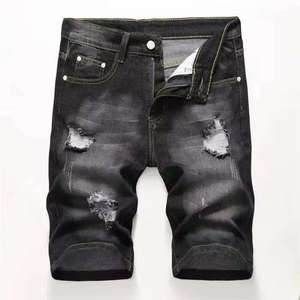 Pantalones Cortos de Mezclilla de Algodón Oscuro Desgastado Estilo Urbano Rectos Personalizados para Hombre, Jeans Vintage de Moda para Hombre, OEM - Product Image 1
