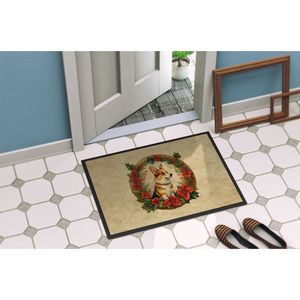 Corgi Christmas Flowers Non-Slip <b>Doormat</b> <b>Washable</b> Low Pile Indoor/Outdoor Rug for Entryway 24H X 36W - Product Image 4