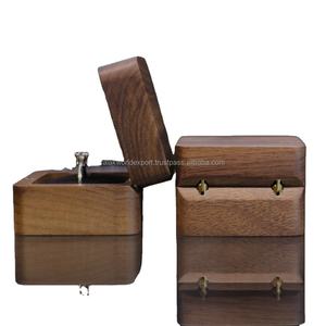 Caja de anillo de madera de alta calidad al por mayor embalaje de regalo de anillo doble para pendientes y anillos de boda opciones de logotipo personalizado FWE - Product Image 3