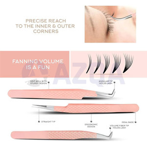 Lot de 5 pinces à épiler en acier inoxydable à pointe dentelée pour extensions de cils – Prise en main parfaite, conception durable, pour volume, isolation et cils classiques - Product Image 2