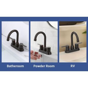 Rubinetto da Bagno per Camper in Bronzo Oliato con 2 Maniglie e 2/3 Fori - Product Image 5