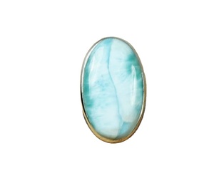 Piedra Natural de Larimar Azul, Chapado en Oro Rosa, Plata de Ley 925, Engaste de Garra, Gema Ovalada Elegante para Compromiso, Regalo Moderno para Mujer - Product Image 1