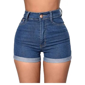 Shorts en jean pour femme de haute qualité à prix abordable, couleur bleue sexy, en coton, anti-humidité, séchage rapide, respirant, taille haute, fermeture boutonnée - Product Image 6