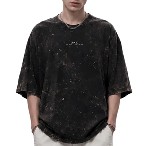 <b>Mens</b> Oversized Distressed Graphic T <b>Shirt</b> <b>Black</b> Vintage Faded Short Sleeve Crew Neck Drop Shoulder Casual Streetwear Wholesale - Product Image 1
