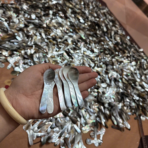 PREMIUM HANDMADE MOTHER OF PEARL CAVIAR SPOON | 8CM NATURAL IRIDESCENT SHELL | WHITE, GOLD, BLACK <b>MOP</b> SPOON FOR LUXURY DINING - Product Image 1