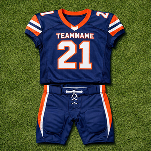 ชุดยูนิฟอร์มอเมริกันฟุตบอลแบบกำหนดเองสำหรับโรงเรียน ผ้าโพลีเอสเตอร์แห้งเร็ว ระบายอากาศได้ดี พิมพ์ลายชื่อและหมายเลขผู้เล่นแบบซับลิเมชั่น - Product Image 4
