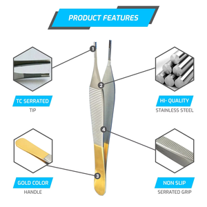 Pinzas de Disección Adson Premium TC, con Punta de Carburo de Tungsteno, Acero Inoxidable, Instrumentos Médicos Quirúrgicos con Dientes Serrados, CE ISO - Product Image 2