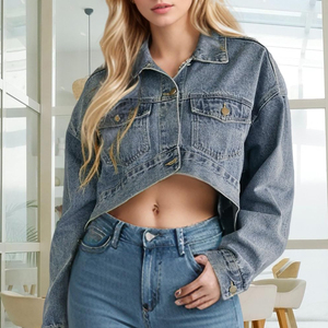 Breathable Eco-Friendly Fashion Wholesale Unisex Winter <b>Denim</b> <b>Jackets</b> 100% Cotton Stand Collar Front Logo High Quality - Product Image 2