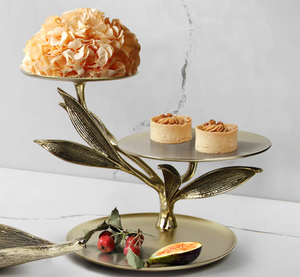 ชั้นวางเค้กอะลูมิเนียม 3 ชั้น ลายใบไม้สวยงาม สีทองอ่อน ทนความร้อน ไม่ติดกระทะ เป็นมิตรกับสิ่งแวดล้อม - Product Image 4